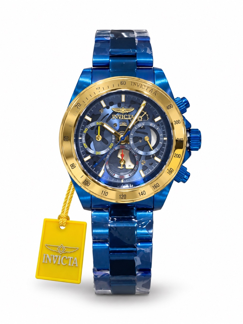 Invicta Speedway Exoprix 51032 Men’s Blue Gold Chronograph Watch 39.5mm